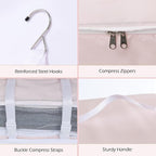 Surblue Hanging Shelves Travel Storage Bag Compression Packing Cube for Suitcase Portable Closet Organizer Collapsible with Extension Layer Large Capacity,Pink,XXL - Image 6