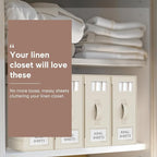 Criusia Bed Sheet Organizers and Storage, 6 Pack Foldable Linen Closet Organizer Box – Bedding Holder for Sheet Set (King/Queen Sizes), Duvet Covers, Blankets (Beige) - Image 3
