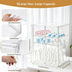 X-LARGE Baby Bottle Organizer, Upgraded Bottle Storage Organizer Baby for Countertop Cabinet, Removable Baby Organizer with Magnetic Door, Bottle Station Organizer for Nipples, Pump Parts, 2 Doors - Image 4