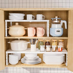 Cabinet Shelf,Expandable Adjustable Stackable Kitchen Organizer,for cabinets, Kitchens, countertops, bathrooms Shelf Organizer(3Packs/White,Large) - Image 9