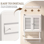 AmazerBath Bathroom Wall Cabinets, Bamboo Medicine Cabinets with Towel Bar, Hanging Over The Toilet Storage Cabinet with Adjustable Shelves, Organizer Cabinet for Small Spaces, 8.3x16.5x26.6 Inches - Image 5