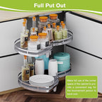 Blind Corner Cabinet Pull Out Organizer, Soft Close Swing Left Pull Out Cabinet Organizer 30inch, Corner Cabinet Lazy Susan for Cabinet Blind Shelf, 2 Tiers Tray, Adjustable Height - Image 6