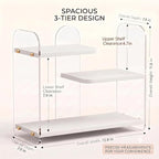 3-Tier Acrylic & Wood Bathroom Vanity Countertop Organizer Shelf - Image 2