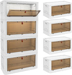YFXCVSL 4 Tier Plastic Storage Bins with Lid 102QT, Stackable Storage Containers with Wheels, Folding Storage Boxes, Stackable Storage Bins, Organizers and Storage for Living Room - Image 2
