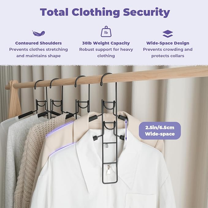 5 in 1 Multi Layer Hangers Space Saving with Non-Slip Foam Padded - Image 6