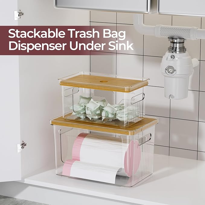 Delamu 2 Pack (XL+S) Trash Bag Dispenser, Stackable Garbage Bag Holder - Image 7