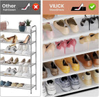 VILICK Shoe Rack for Closet Shoe Organizer Space Saver Storage for 20-25 Pair Shoe Shelf with Hook and Side Pocket Free Standing 5 Tier Shoe Rack Organizer for Entryway,Small Spaces, White - Image 6