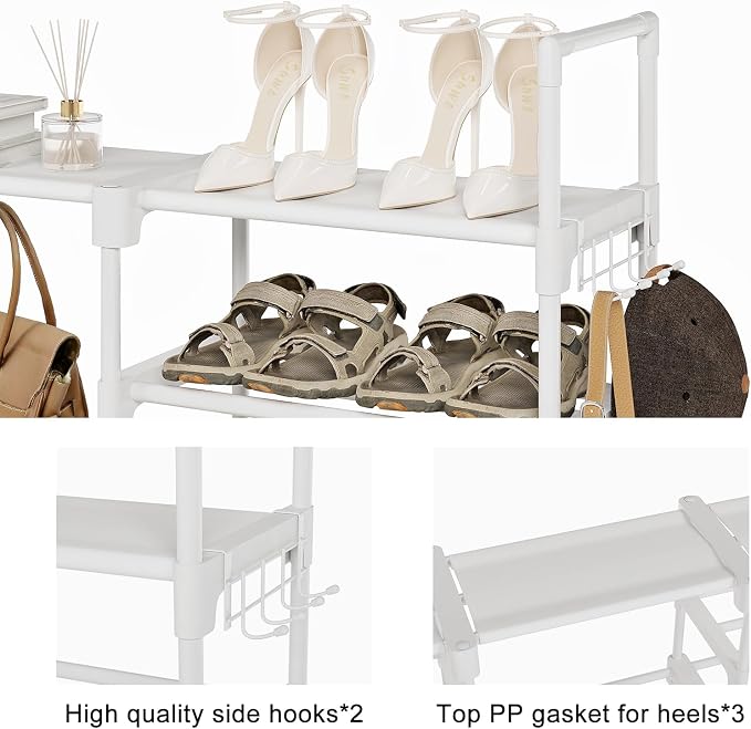 WOWLIVE 9 Tier 3-Column Shoe Rack, 50-55 Pairs Stackable White - Image 6