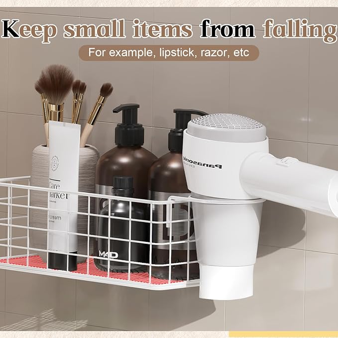 Wall-Mounted Hair Dryer Holder Styling Tool Organizer 4-Shelf Storage Wire Basket with Hook Heat Safe Rack for Hair-Straighteners,Curling Wands,Flat Iron,Cabinet Door Bathroom Kitchen White - Image 7