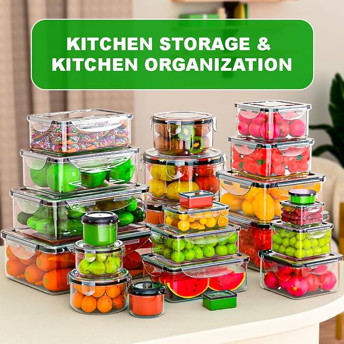 62 Pcs Large Food Storage Containers with Lids Airtight,Total 656OZ(31 Containers &31 Lids), Reusable BPA-Free Plastic Food Container for Kitchen Organization, Leakproof Meal-Prep Containers for Lunch - Image 6