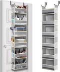 Over The Door Organizer 6-Shelves and 12 Side Pockets, Over The Door Storage for Bathroom Bedroom Nursery, Hanging Door Organizers for Baby Diapers and Kids Toys (13"x5"x54", Grey) by ROOMTALK