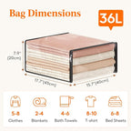 Lifewit 36L Clear Sheet Storage Bags with Zipper 3 Pack, Plastic Sweater Storage Bins for Clothing, Vinyl Foldable Clothes Containers Organizers for Closet, Blankets, Bedding 17.7 x 15.7 x 7.9 Inch - Image 2