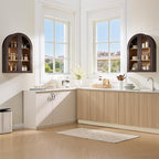 Bathroom Arched Wall Cabinet Over The Toilet Storage Cabinet, 23.5×31.4 Inch bathroom cabinet wall mount with Glass Doors & Adjustable Shelves, Wood Cabinet for Laundry Room, Kitchen, Brown/Natural - Image 6