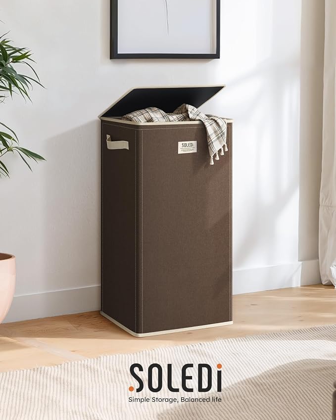 SOLEDI 100L Laundry Hamper with Lid, Large Collapsible Laundry Basket - Image 8