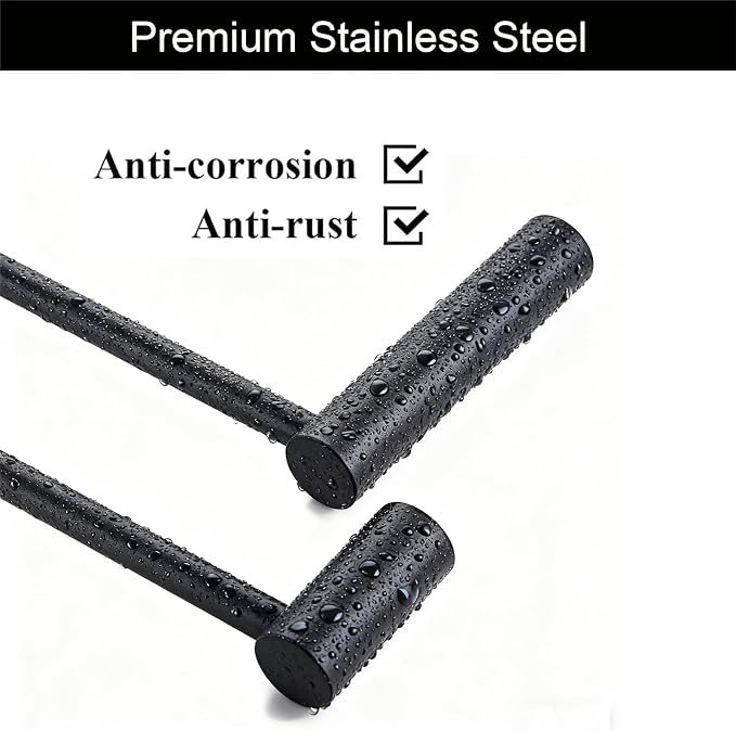 Towel Racks for Bathroom, NEWRAIN 30 inch Double Bath Towel Bar Wall Mounted, Stainless Steel Kitchen Towel Holder, Matte Black Towel Rod Towel Rail Hange - Image 5