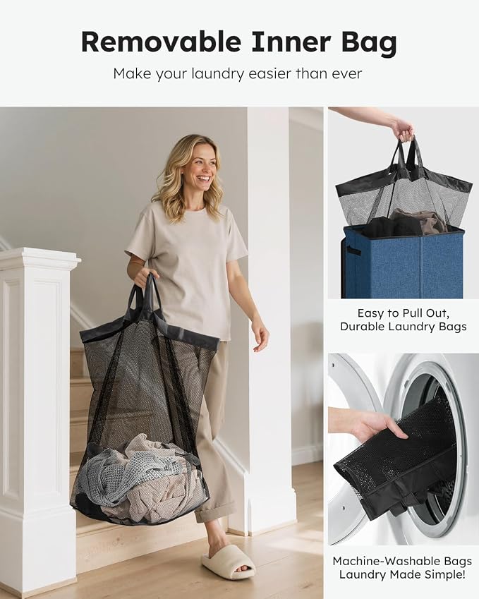 SOLEDI 130L Laundry Hamper with Lid, Large Collapsible Laundry Basket - Image 4