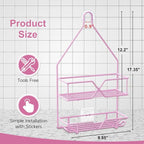 TreeLen Pink Shower Caddy Over Shower Head, Pink Bathroom Accessories, Gift for Girlfriend, Wife, Little Girl - Image 5