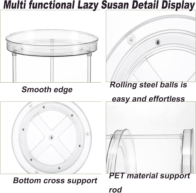 2 Pack Clear Lazy Susan Turntable Organizer, 9.25Inch 360 Rotating Makeup Organizer for Vanity, Desktop Cosmetics Display Cabinet and Perfume Organizer for Small Spaces in Kitchen, Bathroom, Dorm - Image 4