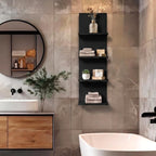 Homaterial Wall Shelves 4 Tier, Simple Vertical Corner Shelf for Room, Kitchen Wall Decor, Makeup Perfume Organizer,Decorative Shelving Unit, Black - Image 5