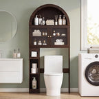 Over the Toilet Storage Cabinet with Arched Top, 68" Tall, Dark Walnut - Image 4