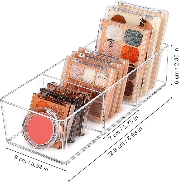 JessLab Acrylic Organizers, Bathroom Organizer for Drawer, Cosmetic Display Cases for Vanity, Countertop, Desk, Kitchen, and Makeup Storage, 3-Section - Image 2