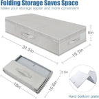Supowin 2Pack Large Underbed Storage Containers Bin with Lids, Light Gray | 6 Inches Tall Under Bed Storage Organizer Box with Handles, Foldable Closet Organizer for Clothes, Blankets, Seasonal Items - Image 2