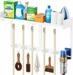 HUFAND Broom Holder Wall Mount, 27" Mop and Broom Organizer with Top Shelf by HUFAND