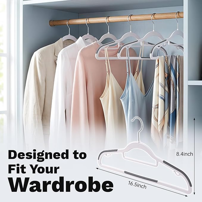 30 Pack White Plastic Clothes Hangers, Non-Slip Slim Coat Hangers - Image 2