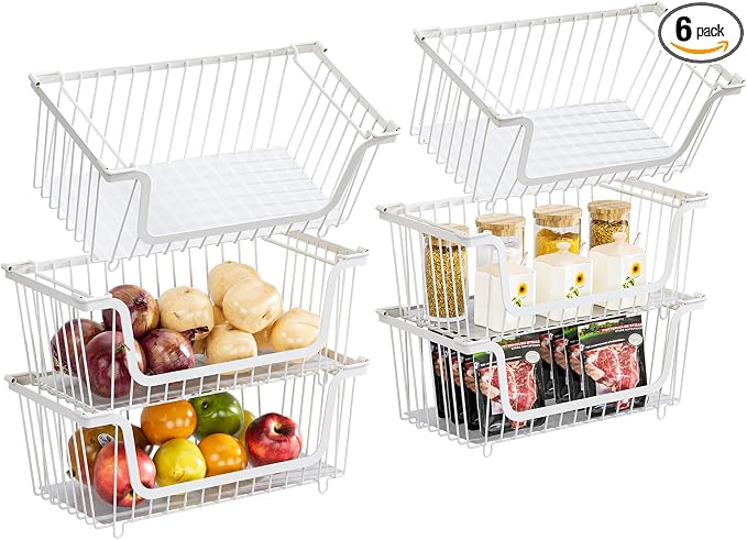 GAOKASE 6 Pcs Stackable Wire Baskets for Pantry Organizers and Storage, by GAOKASE