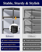 Kitsure 10-Tier Shoe Rack with Cover, Vertical Shelf, 17.5" Wide, Black | Space Saving Shoe Storage with Side Pocket, Shoe Organizer for Closet, Entryway, Bedroom, Zapateras Organizer - Image 6