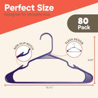 Purple Plastic Hangers 80 Pack– Heavy-Duty Plastic Hangers Slim and Space-Saving, Durable and Lightweight with Non-Slip Shoulder Notches for Slip Dresses, Suits, Jackets & Camisoles - Image 2