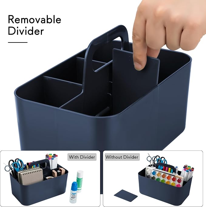 Tiawudi Multipurpose Caddy Organizer, Plastic Caddy with Handle, Stackable Desk Organizer for Stationery, Marker and Pencil, Office Supplies Organizer, Dorm Caddy - Image 4
