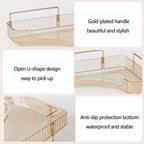 shuang qing 2-Tier Corner Bathroom Counter Organizer – Classic Storage Shelf for Makeup, Perfume & Toiletries, Space-Saving Countertop Tray Fits Bathroom, Dresser, Kitchen (Vintage Gold) - Image 3