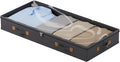 FHSQX Under Bed Storage Container 3 Inches Low Profile Under-bed Organizer Bins Slim Under Couch Storage Box Ideal For Seasonal Clothes Blankets Towel Fabric (1, Black, 31.5 * 17 * 3in) by FHSQX