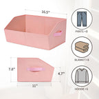 Homsorout Closet Baskets for Shelves Trapezoid - Decorative Storage Baskets with Handle, Closet Bins for Organization, Shelf Storage Bins for Clothes, Books, Home, Office, 10 Pack, Pink - Image 2