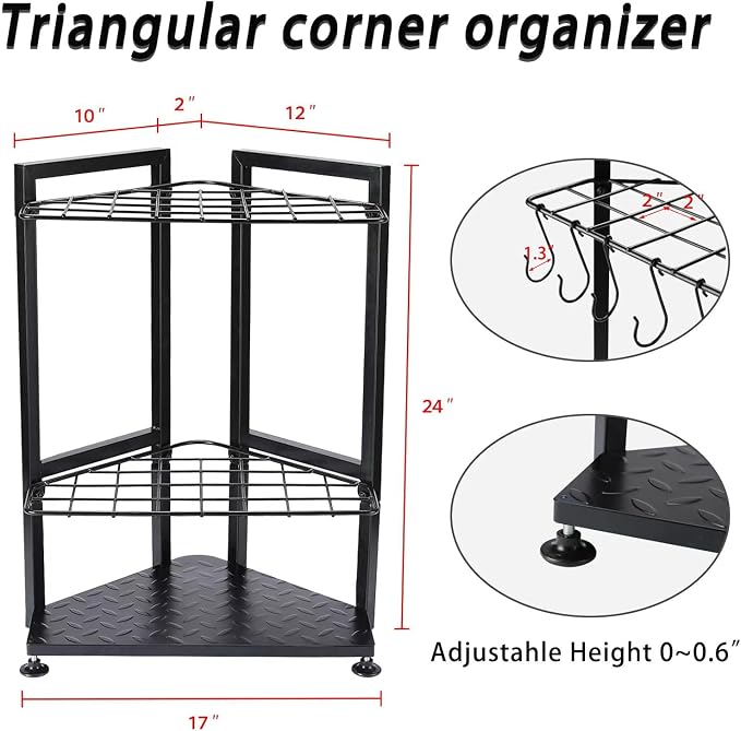 YueTong Garden Tool Organizer for Corner,Yard Tools Rack for Garage Storage Organization,Garage Tool Holder Free Standing No Mount.Heavy Duty and Solid Metal for Indoor and Outdoor Use. - Image 3