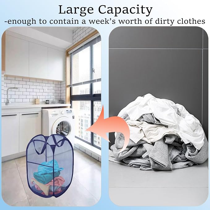 Foldable Clothes Basket Mesh Pop Up Laundry Hamper for Apartment, RV - Image 8