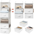 GRANNY SAYS Hanging Closet Organizer, 5 Drawers, 6 Shelves, 4 Pockets | Hanging Closet Organizer with 5 Different Drawer Designs, 6 Shelves & Reinforced Structure for Organized Small Spaces, White by GRANNYSAYS
