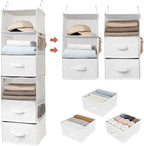 GRANNY SAYS Hanging Closet Organizer, 5 Drawers, 6 Shelves, 4 Pockets | Hanging Closet Organizer with 5 Different Drawer Designs, 6 Shelves & Reinforced Structure for Organized Small Spaces, White by GRANNYSAYS