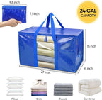 BALEINE 4-Pack Oversized Moving Bags with Reinforced Handles, Heavy-Duty Storage Tote Moving Supplies for Packaging, Camping (Blue w/Window, 4-Pack) - Image 2