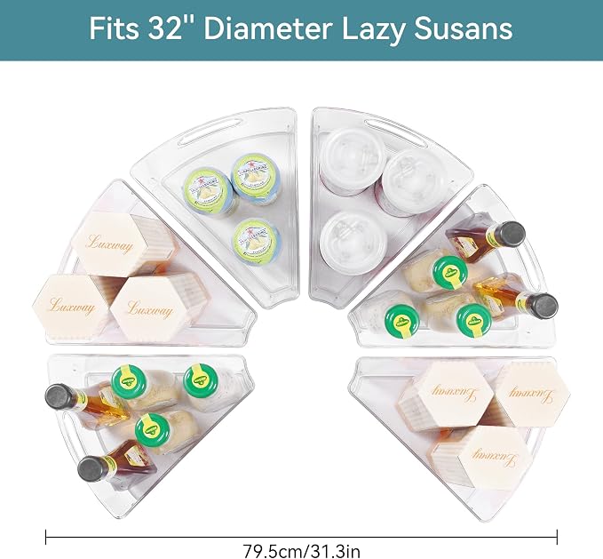 Oubonun Lazy Susan Cabinet Organizer Bins for Kitchen 6 Pack, 1/8 Wedge - Image 2