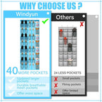 Windyun 1 Pcs 40 Pocket Over the Door Shoe Organizer Hang,Sky Blue - Image 5