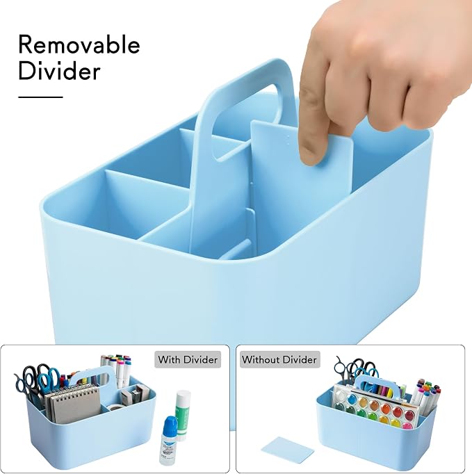 Tiawudi Multipurpose Caddy Organizer, Plastic Caddy with Handle, Stackable Desk Organizer for Stationery, Marker and Pencil, Office Supplies Organizer, Dorm Caddy - Image 4