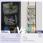 SWTYMIKI Over The Door Organizer - Door Organizer Hanging with 6 Adjustable Metal Large Capacity Basket, Wall Mounted Shelf for Bedroom Closet Bathroom Laundry Pantry Cabinet Kitchen(Black) - Image 6