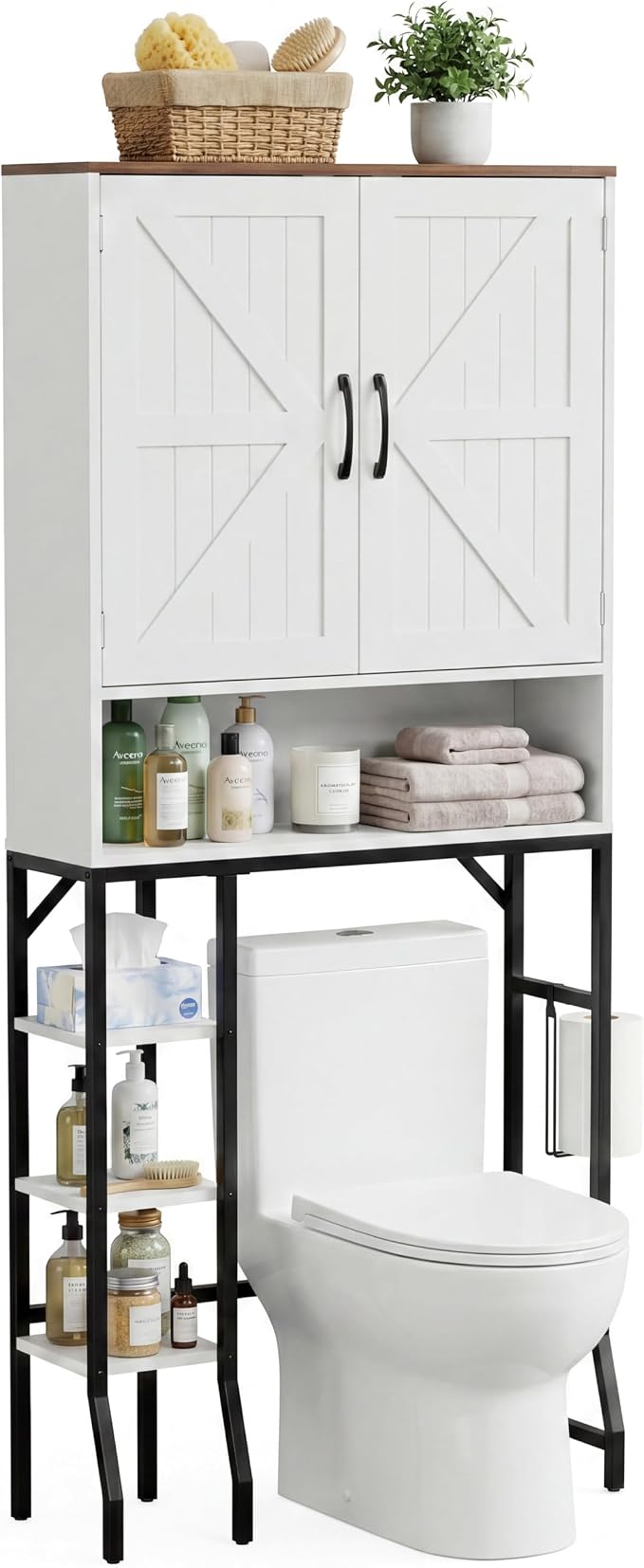 Over The Toilet Storage Cabinet,31" W Bathroom Organizer, White - Image 9