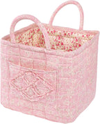 Quilted Fabric Car Storage Basket with Handles & Pocket, Foldable Laundry Hamper Boho Floral Print Organizer Bin for Home, Picnic, Office Nursery Cloth Toy 12"x10"x10" (Style A) by Unknown