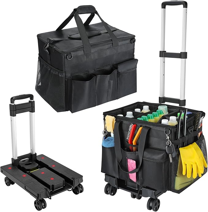Housolution Extra Large Rolling Cleaning Caddy Bag with Wheels, Black by Housolution