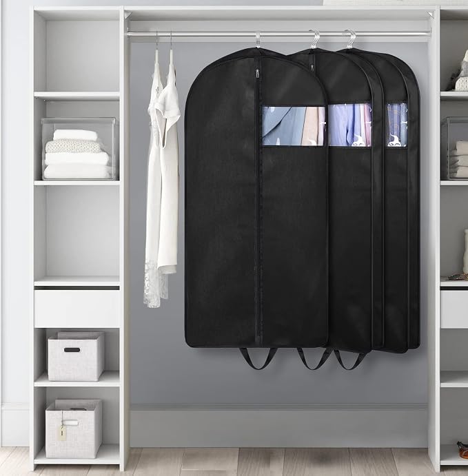 KIMBORA 43" Suit Bags for Closet Storage and Travel, Gusseted Hanging Garment Bags for Men Suit Cover With Handles for Clothes, Coats, Jackets, Shirts（3 Packs） - Image 7