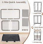 Laundry Hamper with Wheels and Lid, 225L Large Rolling Laundry Basket White - Image 7