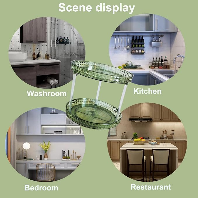 2 Tier Diamond Lazy Susan Bathroom Organizer Countertop, 9.25Inch Clear 360 Rotating Makeup Organizer for Cabinet, Kitchen, Pantry, Countertop, Bathroom, Skincare Perfume Organizer and Storage - Image 6